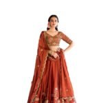 Women's Orange Sequence Embroidery Work Silk Semi-Sttiched Lehenga Choli-JH290ORG