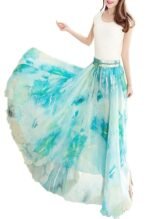 Womens Blending Chiffon Retro Long Maxi Skirt Vintage Dress (XX-Large, Pattern 105) - Image 2