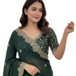 Yashika Women Vichitra Silk Saree with Embroidered Border| Latest Sarees Bollywood Sari | New Sarees | Saree Blouse| Designer Saree (AZ-YS-OG-LADYQUEEN-Parent)