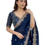 Yashika Women Vichitra Silk Saree with Embroidered Border| Latest Sarees Bollywood Sari | New Sarees | Saree Blouse| Designer Saree (AZ-YS-OG-LADYQUEEN-Parent)