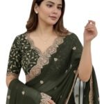 Yashika Women Vichitra Silk Saree with Embroidered Border| Latest Sarees Bollywood Sari | New Sarees | Saree Blouse| Designer Saree (AZ-YS-OG-LADYQUEEN-Parent)