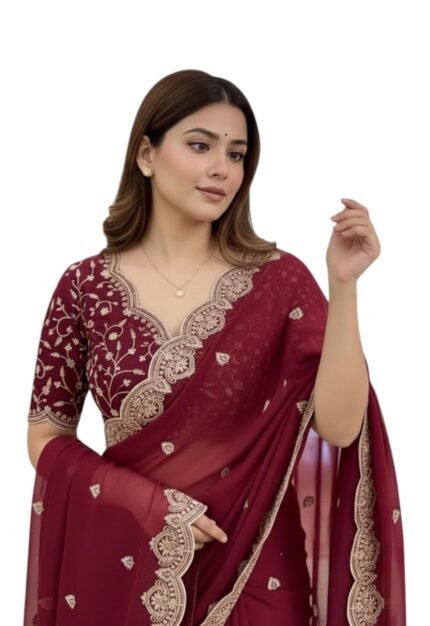 Yashika Women Vichitra Silk Saree with Embroidered Border| Latest Sarees Bollywood Sari | New Sarees | Saree Blouse| Designer Saree (AZ-YS-OG-LADYQUEEN-Parent)