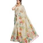 Yashika Women's Chanderi Floral Digital Print Chandheri Saree with Unstitched Blouse Material