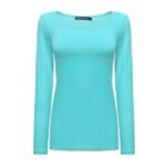 Women's Long Sleeve T-Shirt Scoop Neck Basic Layer Stretchy Shirts