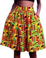 Women African Print Skirt Flared Ankara A line Skirt with Pockets