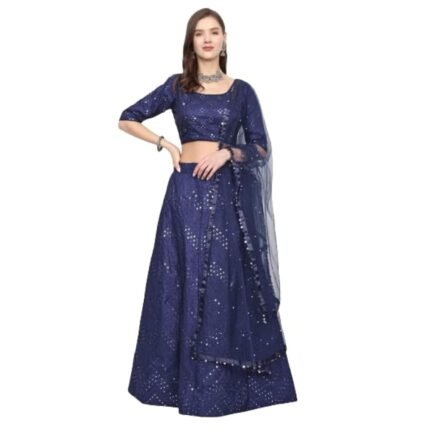 ZAALIMA FASHION Women's Semi Stitched Satin Silk Lehenga Choli with Embroidered Pattern Unstitched Blouse and Dupatta Set | Women's Lehenga Cholis
