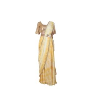 Women Shibori Lehenga With Sequin Gold Blouse With Sequin Belt Maggam Work With Lining