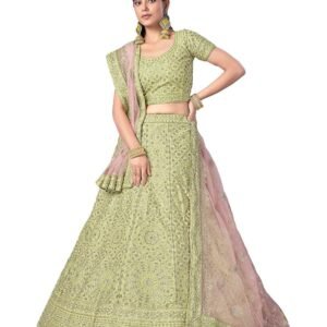 Women's glamorous green colored heavy Zari worked lehenga choli For Women