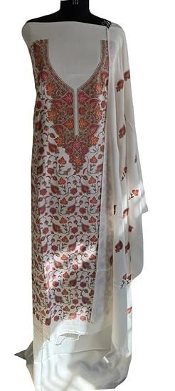 Pure Pashmina Wool Kurti Set with Dupatta Women Ethnic Suit Handwoven Soft Winter Wear Elegant Floral Design Regular Fit 3 Piece - Image 4