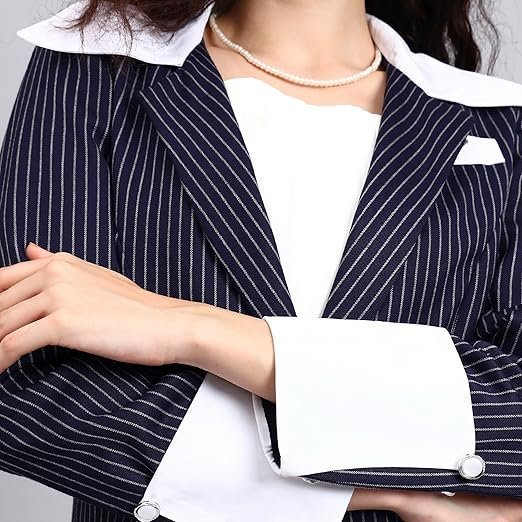 Navy Blue Oversized Blazer for Women Contrast Peak Collar & Cuffs with Tailored Wide-Leg Pants, Chic Office & Evening Co-Ord Outfit - Image 2
