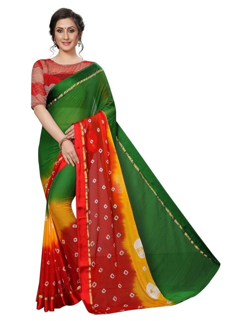 Women's Fashion Art Silk Saree With Blouse, GREEN